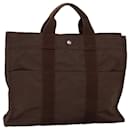 HERMES Her Line MM Einkaufstasche Canvas Braun Auth th4870 - Hermès