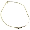 Christian Dior Stone Necklace Gold Auth am6145