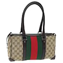 GUCCI GG Canvas Web Sherry Line Hand Bag Beige Red Green 30458 Auth 73608 - Gucci