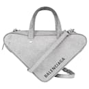 Balenciaga Silver Glitter Traingle Duffle Shoulder Bag