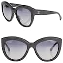 CHANEL  Tweed Effect CC Polarized Butterfly Signature Sunglasses 5332-A Black - Chanel