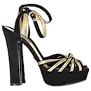 Dolce & Gabbana Metallic Knotted Platform Sandals in Black Satin