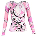 Emilio Pucci Printed V-neck Blouse in Pink Silk