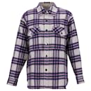 Isabel Marant Etoile Checkered Overshirt in White and Blue Wool