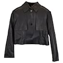 Theory Cropped Jacket in Black Leather