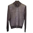 Tom Ford Zipped Jacket in Gray Suede-panel and Cotton