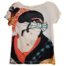 Dries Van Noten T-Shirt aus mehrfarbiger Baumwolle mit japanischem Geisha-Print