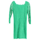 Diane Von Furstenberg Zarita Long Sleeve Lace Dress in Green Rayon