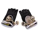 Gucci Adidas Gants sans doigts en cuir noir Charms Taille 7,5 - Autre Marque