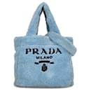 Prada Blue Spugna Logo Terrycloth Tote