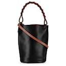 LOEWE Black Leather Anagram Gate Bucket Bag - Loewe