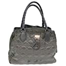 Christian Dior Lady Dior Canage Hand Bag Nylon Gray Auth bs14281