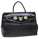 VERSACE Hand Bag Leather Black Auth yk12599 - Versace