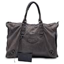Grey Leather Giant Classic City Bag XL Travel Handbag - Balenciaga