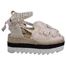 Stella McCartney Gaia Alpercatas com plataforma em lona bege - Stella Mc Cartney