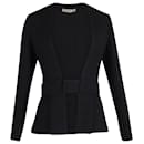 Marni Collarless Jacket with Waist Belt in Black Wool