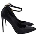 Tom Ford Pointed Toe Ankle Strap Pumps in Black Leather 