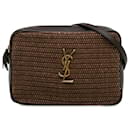 Yves Saint Laurent Brown Woven Raffia and Leather Lou Camera Bag