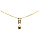 Dior Gold Logo Faux Pearl Pendant Necklace