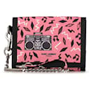 Yves Saint Laurent Canvas Radio Trifold Chain Wallet Carteira curta de lona 586279 em bom estado