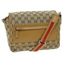 GUCCI GG Canvas Sherry Line Shoulder Bag Red Beige Brown 019 0375 Auth 75108 - Gucci