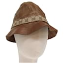 Chapéu de lona GUCCI GG L marrom Auth yk12576 - Gucci