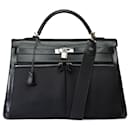HERMES Kelly 40 Bag in Black Canvas - 101927 - Hermès