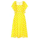Gul Hurgel Yellow / White Floral Printed Belted Linen Midi Dress - Autre Marque