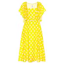 Gul Hurgel Vestido midi de linho com estampa floral amarelo / branco com cinto - Autre Marque