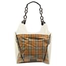 Tan Burberry Plastic and House Check Shopper Tote