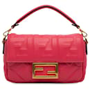 Bolso satchel baguette mini FF Fendi rosa en relieve