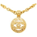 Collana con pendente rotondo Chanel CC in oro