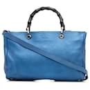 Blaue mittelgroße Bambus-Shopper-Tasche von Gucci
