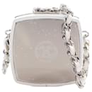 White Chanel Patent Goatskin Make-Up Box Clutch With Chain Crossbody Bag