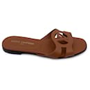 Cognac Leather Isola Flat Slide Sandals Slip On Shoes 41 - Louis Vuitton