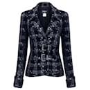 New CC Buttons Black Belted Tweed Jacket - Chanel