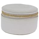 CHANEL COCO Mark Estojo para joias Caixa para joias Pele de caviar Branco CC Auth yk12479 - Chanel