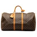 Bolsa de viagem marrom Louis Vuitton Monogram Keepall 55