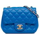 Blue Chanel Mini Square Classic Lambskin Single Flap Crossbody Bag