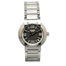 Silberne Hermès Auto Quartz-Uhr aus Edelstahl „Nomade“