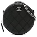 Pochette rotonda Chanel nera in pelle di agnello trapuntata Ultimate Stitch con borsa a tracolla a catena