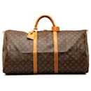 Bolsa de viagem marrom Louis Vuitton Monogram Keepall 60
