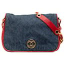 Blue Chanel CC Quilted Denim Flap Crossbody Bag