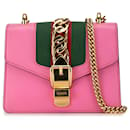 Pink Gucci Mini Sylvie Leather Chain Crossbody