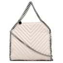 Weiße Stella McCartney Falabella-Umhängetasche mit gestepptem Mini-Chevron-Muster - Stella Mc Cartney