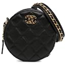 Black Chanel CC Quilted Lambskin Round Crossbody