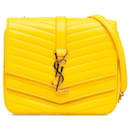 Petit sac à bandoulière Sulpice jaune à monogramme et chevron Saint Laurent