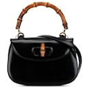 Black Gucci Small Leather Bamboo Night Satchel