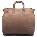 Brown Prada Glace Calf Ombre Leather Satchel