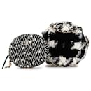 White Chanel Shearling Tweed Round Clutch With Chain and Coin Purse Crossbody Bag